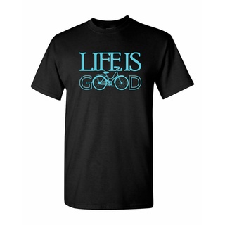 เสื้อยืดผ้าฝ้ายพิมพ์ลายคลาสสิก เสื้อยืด พิมพ์ลาย Life Is Good Biker สไตล์เกาหลี สําหรับผู้ชาย