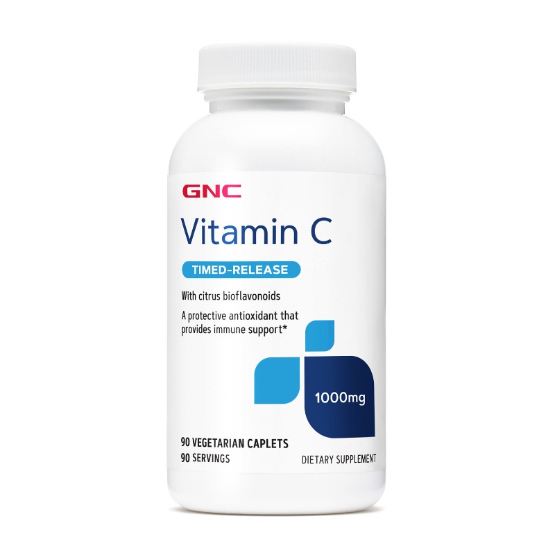 USA GNC Vitamin C Timed-Release Caplets 1000mg Rose Hips 90 tablets วิตามินซี หมดเวลาออก แคปซูล โรสฮิป สหรัฐอเมริกา