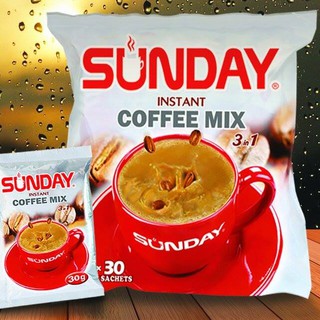 กาแฟซันเดย์ ห่อสีเงิน SUNDAY Instant Coffee Mix 3in 1 กาแฟ สำเร็จรูป พร้อมชง (1 ห่อมี 30 ซอง) กาแฟพม่า ยอดนิยม