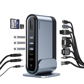 สวิตช์ฮับ Baseus 16-in-1 USB-C Docking Adapter-Smoke Gray Standard Edition USB HUB ยูเอสบี ฮับ มีไฟเลี้ยง ประกัน1ปี