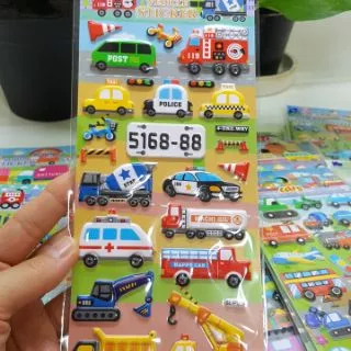 สติ๊กเกอร์อัดนูน3D รถยานพาหนะ(50ลาย)สำหรับเด็ก น่ารัก