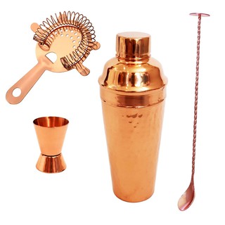 ชุดผสมค๊อกเทลทองแดง Hammered Copper Shaker 4 ชิ้น