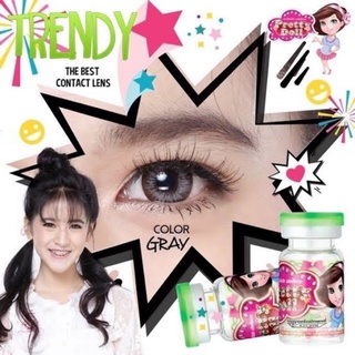 คอนแทคเลนส์ รุ่น Trendy ยี่ห้อ Pretty doll ตาโต มีสีเทา ตาล สามตาปกติ