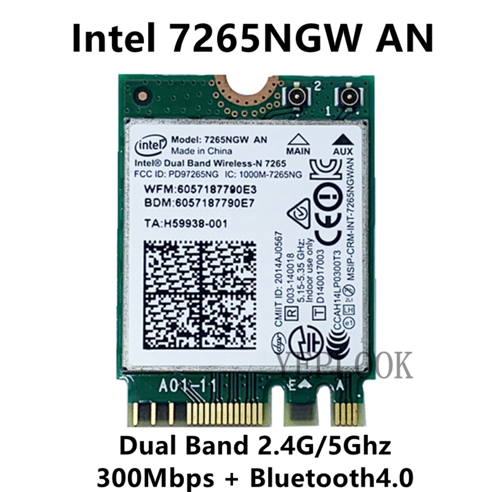 7265NGW AN 7265AN 2.4GHz/5GHz 300Mbps Wifi +BT4.0 M.2 การ์ด Wifi