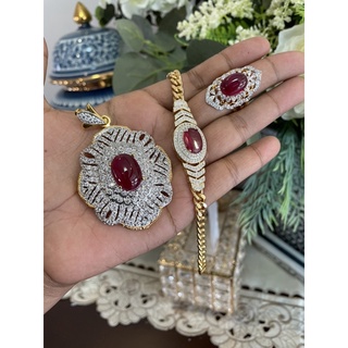พร้อมส่ง ชุดเซทพลอยแดงทับทิม ข้อมือ พร้อมแหวนสวยมาก