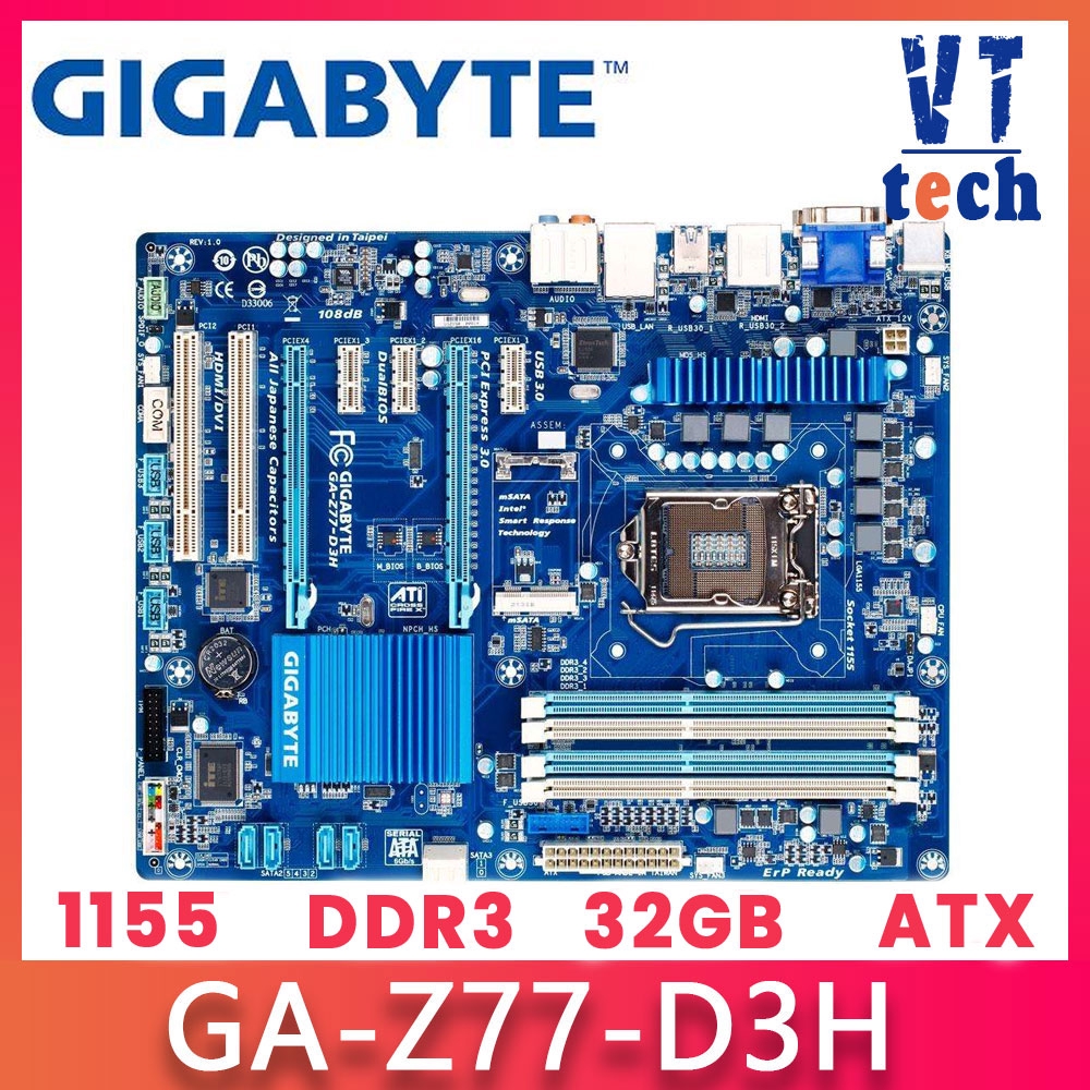 GIGABYTE GA-Z77-D3H Z77P-D3 เมนบอร์ดเดสก์ท็อป Z77 ซ็อกเก็ต LGA 1155 i3 i5 i7 DDR3 32G ใช้