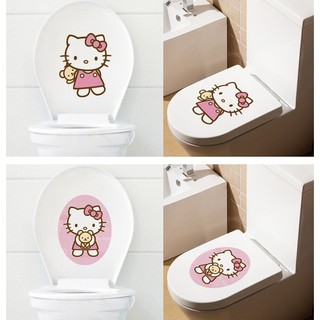 สติกเกอร์ติดผนังห้องน้ํา ลายการ์ตูน Hello Kitty สร้างสรรค์ DIY สําหรับตกแต่งเฟอร์นิเจอร์ ห้องน้ํา