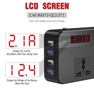 【Upgraded】LST 200W Car Power Inverter 12V to 220V Car Converter Original 2 AC Outlets 4 USB Ports Adapter DC to AC QC3.0