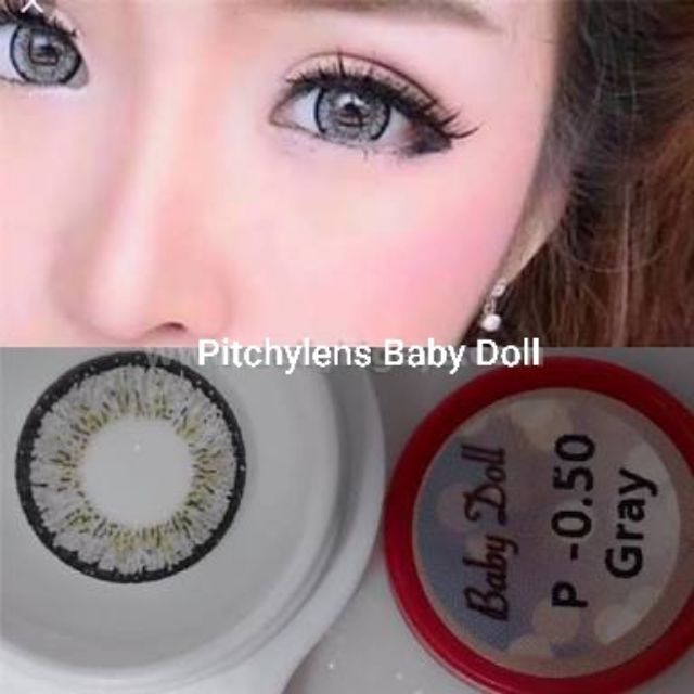 💟 Pitchylene ๑ Babydoll ( Puffy , Nudy )ค่าสายตา -00 ถึง-1000 brown gray บิ๊กอาย คอนแทคเลนส์ ราคาถูก