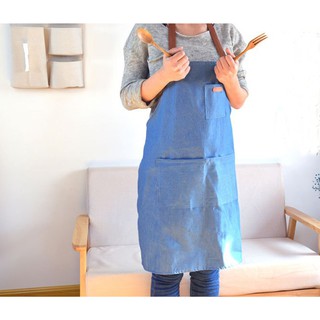 ผ้ากันเปื้อนยีนส์ (Apron ,Jeans) สียีนส์ฟอก