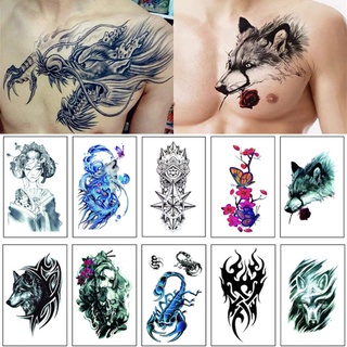 【Magic Tattoo】สติกเกอร์รอยสักชั่วคราว ลายสัตว์ หมาป่า เสือ ดอกไม้ ผีเสื้อ กันน้ํา