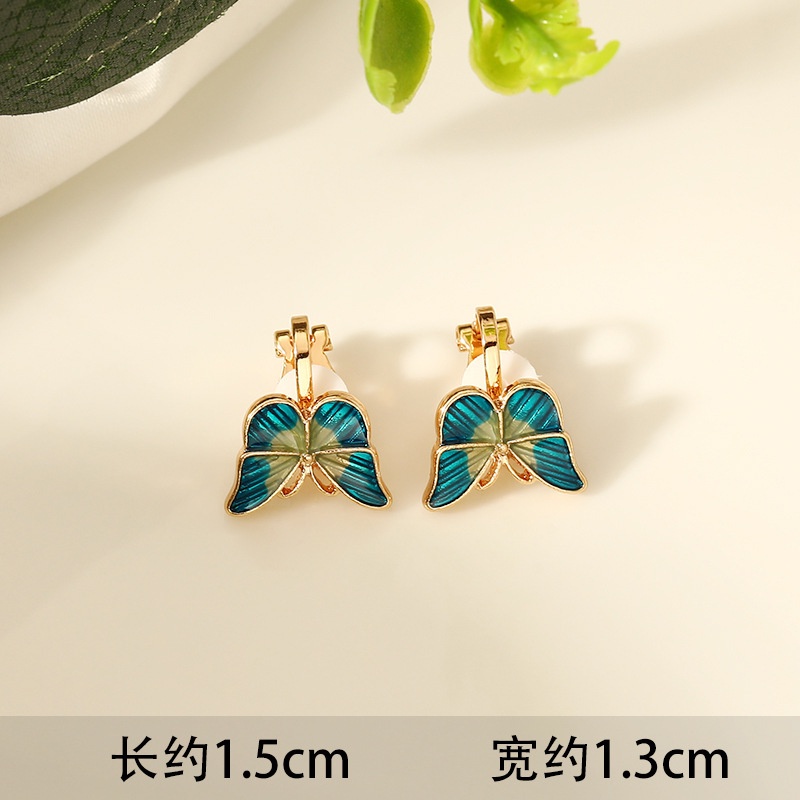 ใหม่ ต่างหูแบบหนีบ ไม่เจาะหู รูปโอปอลน่ารัก ขนาดเล็ก สีเขียว เครื่องประดับ 2022 - รูปที่ 5