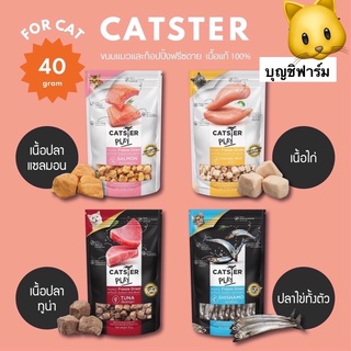 CATSTER PLAY ขนมแมว  Freeze Dried และท็อปปิ้ง ชิ้นเนื้อแท้ๆ 100% ขนาด 40 กรัม