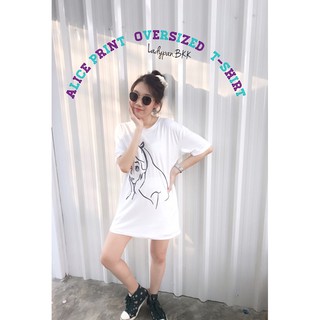 เสื้อยืดโอเวอร์ไซส์ Alice print oversized T-shirt ▫️Ladypan.BKK▫️ (พร้อมส่งเฉพาะสีดำ)