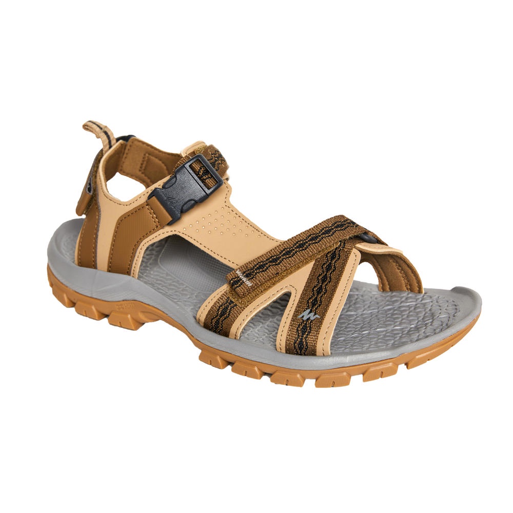 รองเท้ารัดส้นผู้ชาย รองเท้าเดินป่าผู้ชาย QUECHUA Men's walking sandals - NH110 - Beige