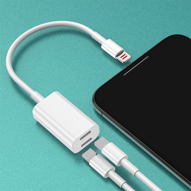 อะแดปเตอร์ต่อสายชาร์จ ชาร์จ + ฟังเพลง Lightning ต่อได้พร้อมกัน 2 port 2in1 Adapter Lightning To Dual