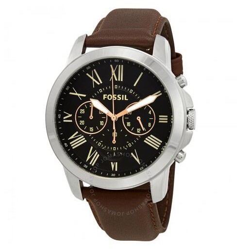 FOSSIL FS4813 Black Dial Brown Leather Men's Watch ฟอสซิล นาฬิกา ...