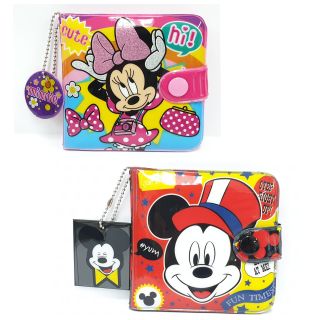 กระเป๋าสตางค์ เด็ก Wallet kid Mickey mouse Minnie ลิขสิทธิ์แท้ ลายการ์ตูน Disney ดีสนีย์ แบบพับ 2 ตอน