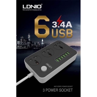 LDNIO HUB ของแท้ 100% Power Strip ปลั๊กไฟ 6 USB/3AC รุ่น SC3604 กันไฟกระชาก