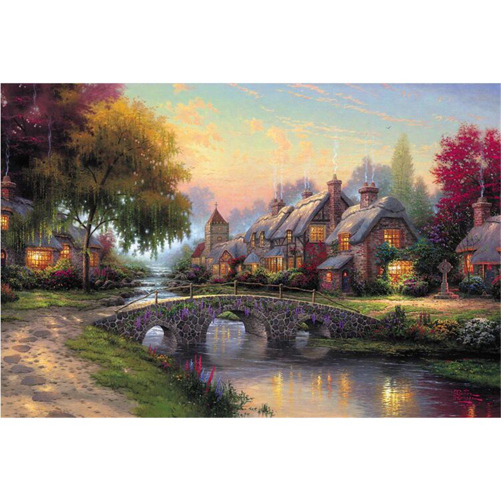 【Special offer】Wooden 1000 Piece Spring by Thomas Kinkade Jigsaw Puzzle Colorful Oil Painting