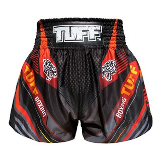 TUFF มวยไทย กางเกงมวยไทย สีดำ ลายเสือ TUFF Muay Thai Boxing Shorts Black With Double Tiger