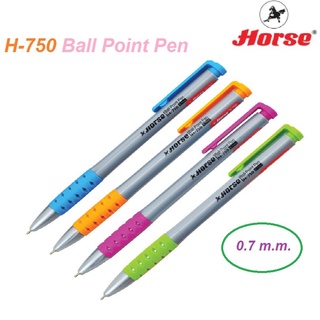 HORSE (ตราม้า) ปากกาลูกลื่น แบบกด 0.7มม. ตราม้า H-750 คละสี จำนวน 1 ด้าม