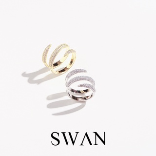 [ส่งด่วนฟรี]SWAN - Double Claw Pave Ring แหวนเงินแท้ ปรับไซส…