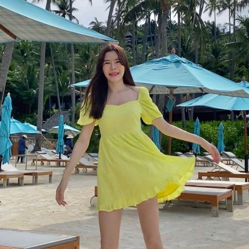 🚫ขายแล้ว🚫 FLAT2112  : MIRINDA DRESS สีเหลือง Size M