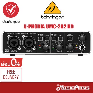 [กทม ส่งทันที] Behringer U-PHORIA UMC-202 HD Interface ออดิโออินเตอร์เฟส ประกันศูนย์ 1 ปี