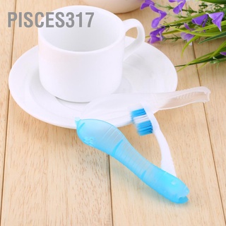 Pisces317 แปรงสีฟัน พับได้ แบบพกพา สีฟ้าอ่อน สําหรับตั้งแคมป์ เดินป่า กลางแจ้ง