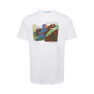 Ps By Paul Smith เสื้อยืดลําลองแฟชั่นสําหรับผู้ชายผ้าฝ้ายแขนสั้นคอกลมพิมพ์ลายการ์ตูนสีขาว