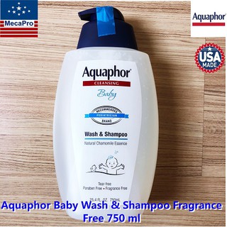 Aquaphor® Baby Wash &amp; Shampoo Fragrance Free 750 ml เจลอาบน้ำและแชมพู สำหรับเด็ก