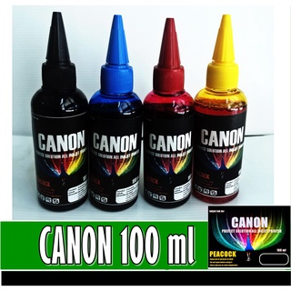 หมึกเติม  "PEACOCK" (Shoola) For Canon ​100ml.เกรดพรีเมียมใช้เติมเครื่องพิมพ์ตระกูลCanon เทียบเท่า คุณภาพสีสดใส ติดทนนาน