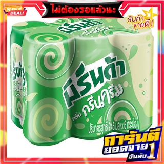 มิรินด้า สลิมแคน น้ำอัดลม กลิ่นกรีนครีม 245 มล. x 6 กระป๋อง Mirinda Slim Can Soft Drink Green Cream 245 ml x 6 Cans