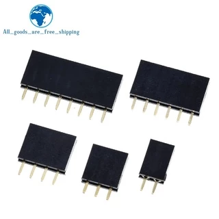 10pcs เดี่ยวแถว Pin หญิง Header ซ็อกเก็ต Pitch 2.54 มม.1*2P 3P 4P 6P 8P 12P 15P 20P 40P Pin Connector สําหรับ Arduino