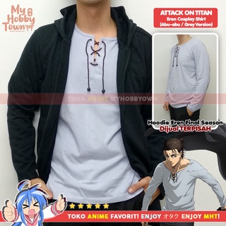 เสื้อแจ็กเก็ตคอสเพลย์ AOT Attack On Titan Eren Yeager Final Season Abu Gray Yaegerist SET Kaos MyHobbyTown