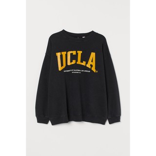 เสื้อกันหนาว คอกลม H&amp;M hnm UCLA สีดํา ของแท้