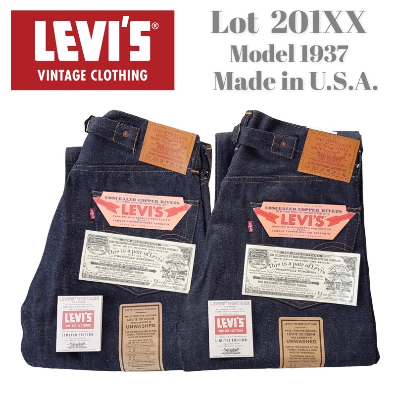 Levi’s LVC 201XX Made in USA กระดุมตองห้า ปี 1937 วินเทจ เบลล์หลัง