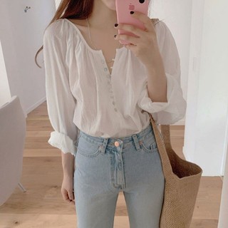 พร้อมส่ง🏵 เสื้อเชิ้ตเกาหลี เสื้อเชิ้ตแขนยาว เสื้อเชิ้ตลำลอง เสื้อเชิ้ตสีขาว เสื้อเชิ้ตทำงาน