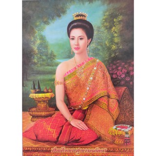 รูปภาพมงคล พระสุพรรณกัลยาทรงนั่ง ขนาดภาพ 15x21นิ้ว  เหมาะสำหรับบูชา กราบไหว้ ตกแต่งบ้านหรือสำนักงาน เสริมโชคลาภ/บารมี