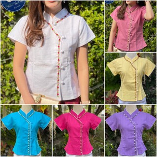 เสื้อพื้นเมือง กุ๊นปักหนอน กระดุมปั๊ม (มี 10 สี นะคะ)