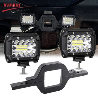 2pcs 4Inch 60W LED Light Bar with Tow Hitch Mounting Brackets Super Bright Car 4x4 Spotlights LED WorK Light for Trucks