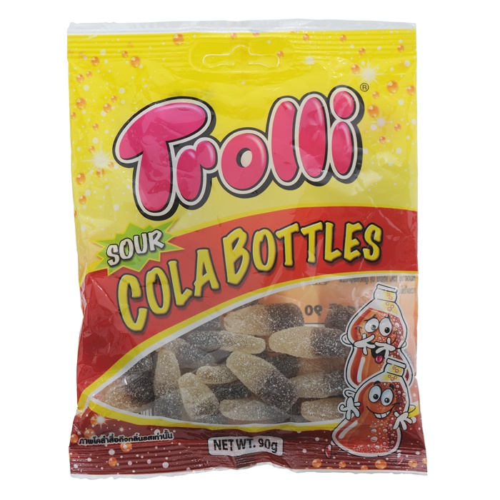 ทรอลลี่ ก.Trolli, ready-made gelatinวุ้นเจลาตินสำเร็จรูปกลิ่นโคล่า รสเปรี้ยว รูปขวดโคล่า90 agar,cola flavor,sour fl