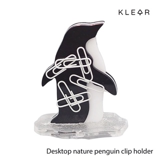 KlearObject Desktop nature penguin clip holder ที่เก็บคลิปหนีบกระดาษ แม่เหล็กติดคลิปอะคริลิค เพนกวิน ของตกแต่งโต๊ะทำงาน