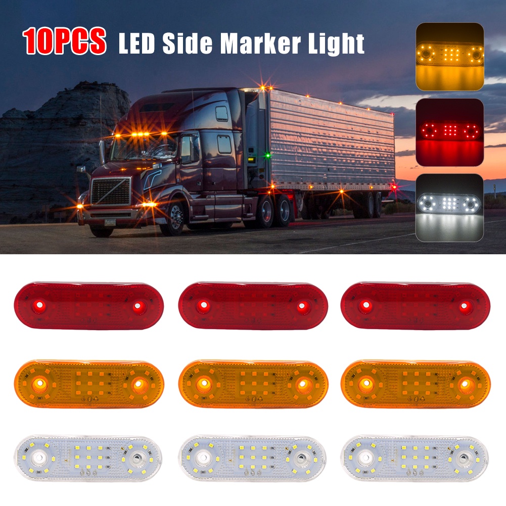 New 10pcs 12-24V  21 LED Side Marker Lights Car External Lights Squarde Warning Tail Light Signal La