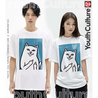 Youth Culture® t shirt CAT MEME FCUK white t-shirt unisex trendy teeเสื้อยืด