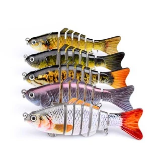 1 ชิ้น 10 เซนติเมตร 15.5 กรัมเหยื่อตกปลา Minnow 7 ส่วน Swimbait Crankbait Hard เหยื่อช้าประดิษฐ์