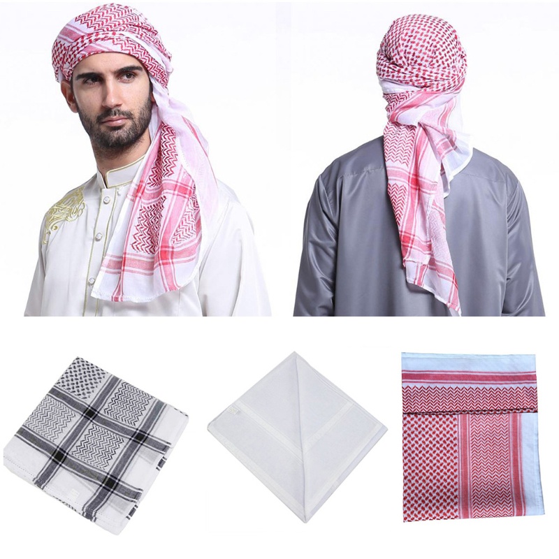 SPT * มุสลิม Headscarf อาหรับ Shemagh ดูไบ Turban หมวกคอห่อ Keffiyeh Desert Shawl