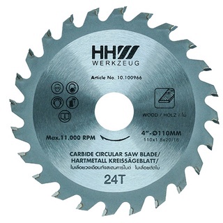 HHW 10.100966 ใบเลื่อยตัดไม้ ใบเลื่อยวงเดือน ทังสเตนคาร์ไบด์ ขนาด 4นิ้ว TCT Saw blades 4" จำนวนฟัน 24T มาตรฐานเยอรมัน