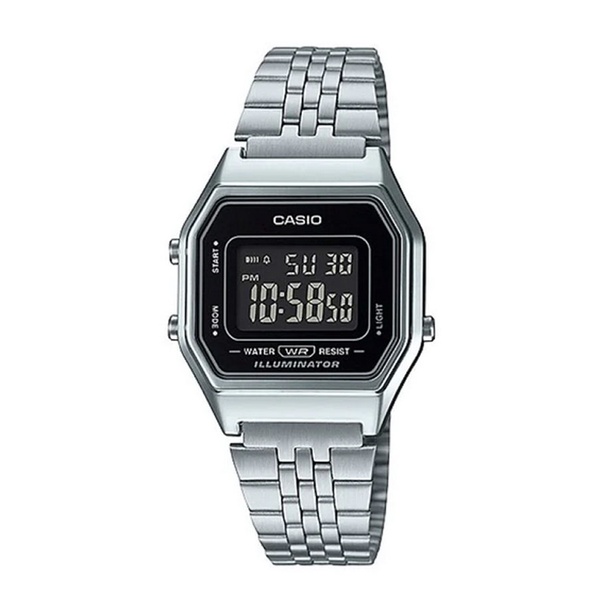 Casio Standard นาฬิกาข้อมือผู้หญิง สายสแตนเลส รุ่น LA680,LA680WA,LA680WA-1B  - สีเงิน